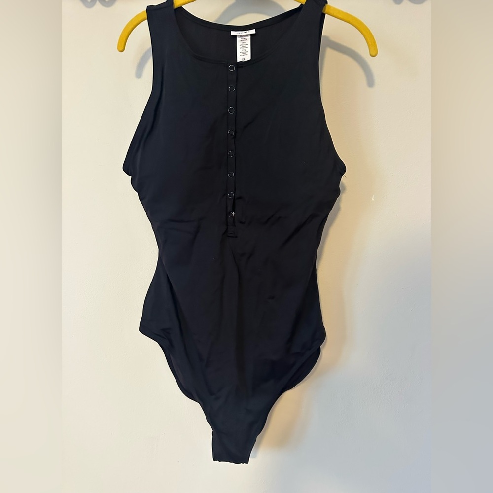 Andie Swimsuit Black Malibu One-Piece with Snaps